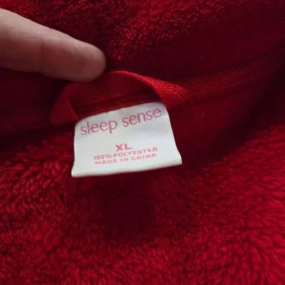 Sleep Sense Red Plush Robe w/Tie XL - Picture 4 of 4
